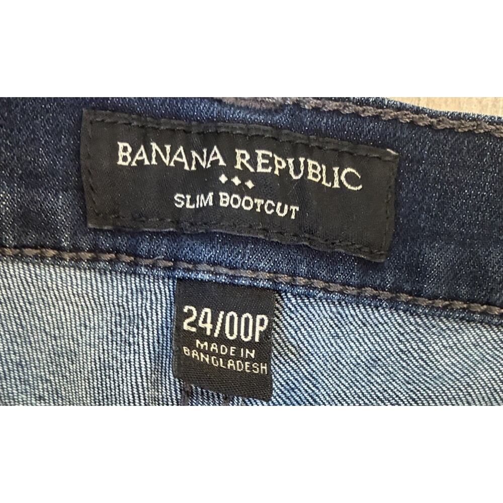 Banana Republic Slim Bootcut Jeans 00P Petite 24 Dark Wash 28" Inseam Y2K Indie - Picture 3 of 6